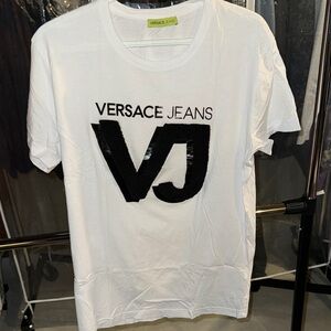 Versace Jeans Collection White and Black Short Sleeve Tee